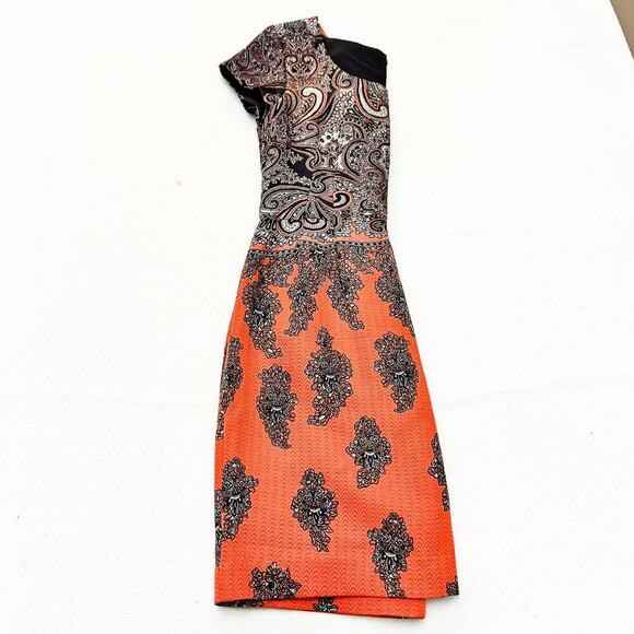 Club Monaco Printed Patterned Paisley Short Sleeve Shift Dress Size 0 - Picture 6 of 6
